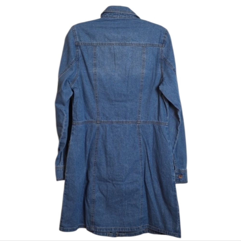 Frye Denim Shirt Dress Medium Button Front Long Sleeve Jean Dress - Picture 8 of 14